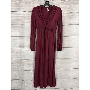 Soma Burgundy Twist Front Long-Sleeve Maxi Dress Size XS